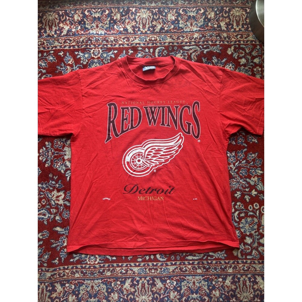 VTG Lee Made in USA Detroit Red Wings National Hockey Sz XL T-Shirt 100% Cotton